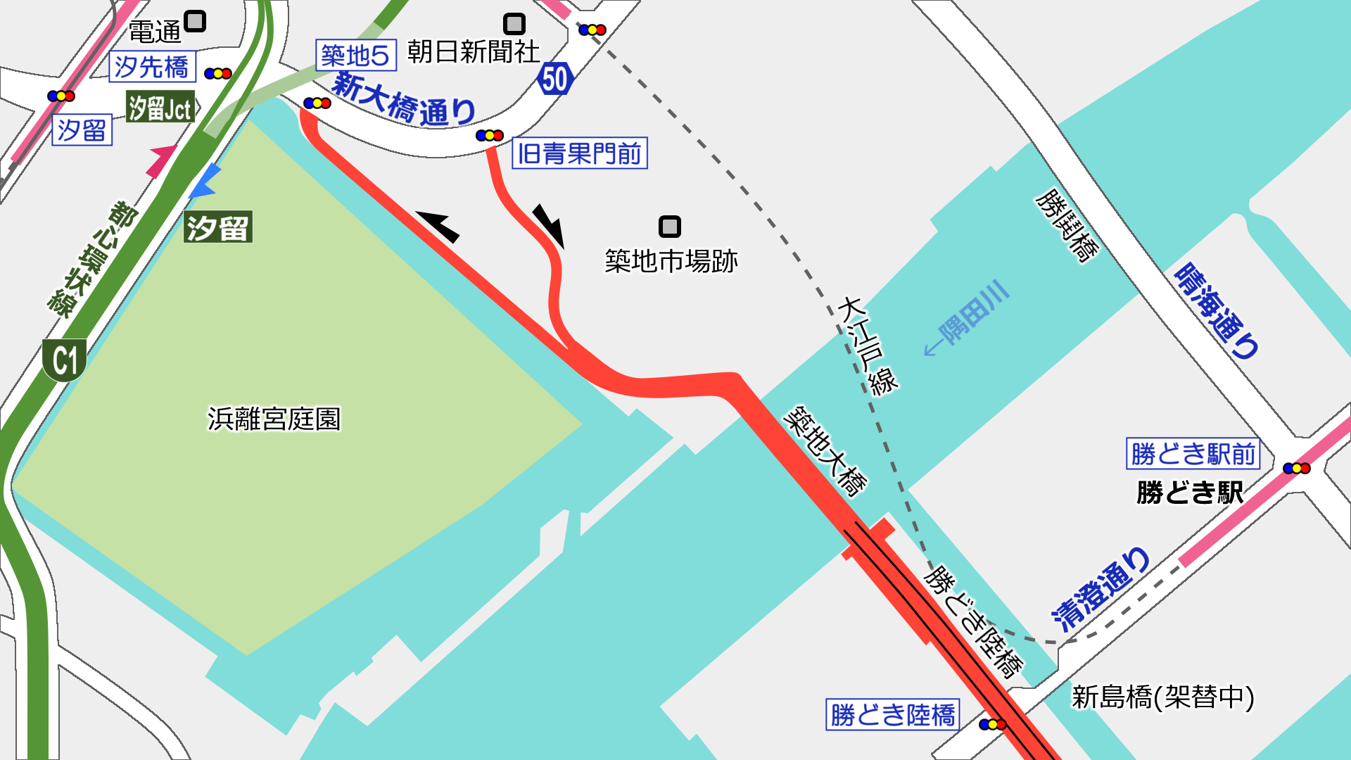 11月4日暫定開通の環状第2号線 築地区間の様子を見てきた(11/11)_a0332275_01043170.png
