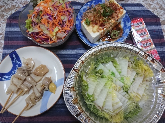 11/19夜勤明け ヱビスビール & 高清水辛口パック + 豚肉と白菜のミルフィーユ鍋 + ほたるいか素干し_b0042308_16533894.jpg