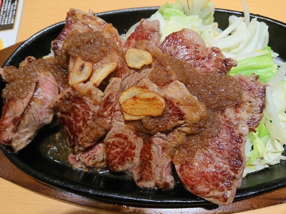 11/21 ステーキ宮八王子松木店 ゲンカモリモリステーキ450グラム・トリプルセット & 生ビール & ツナコーンサラダハーフ_b0042308_10370391.jpg