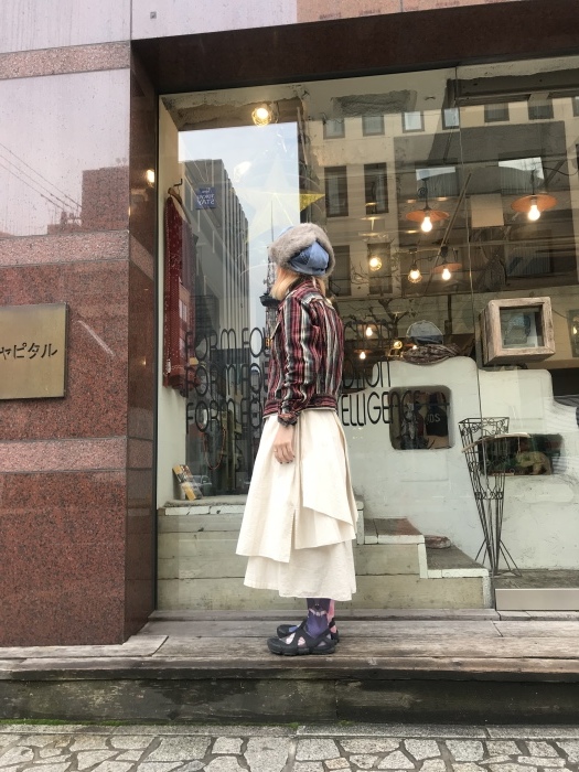 KAPITAL キャピタル グレンチェックギャッベオーロラエプロンパンツ