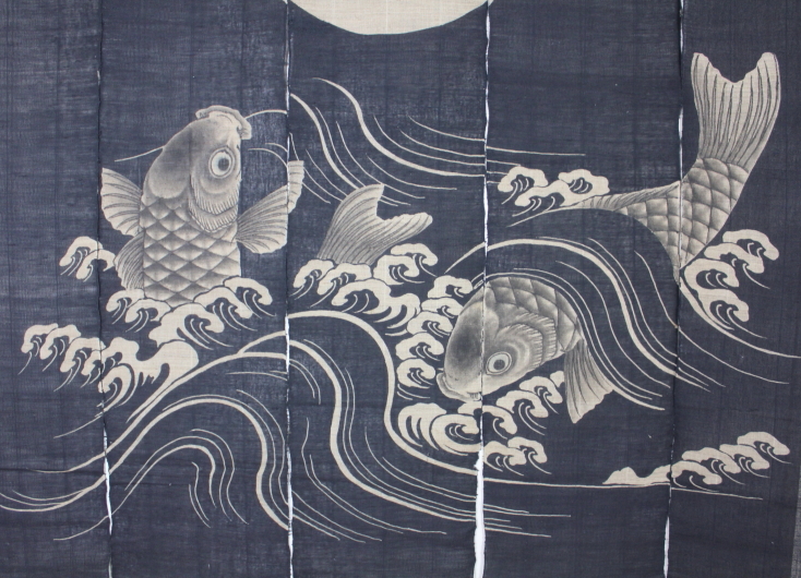 古布　木綿　庄内麻暖簾　筒描　Japanese Antique Textile Hemp Noren Shonai_c0325097_12352868.jpg