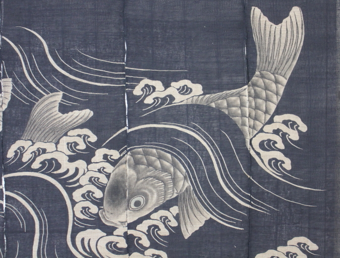 古布　木綿　庄内麻暖簾　筒描　Japanese Antique Textile Hemp Noren Shonai_c0325097_12355243.jpg