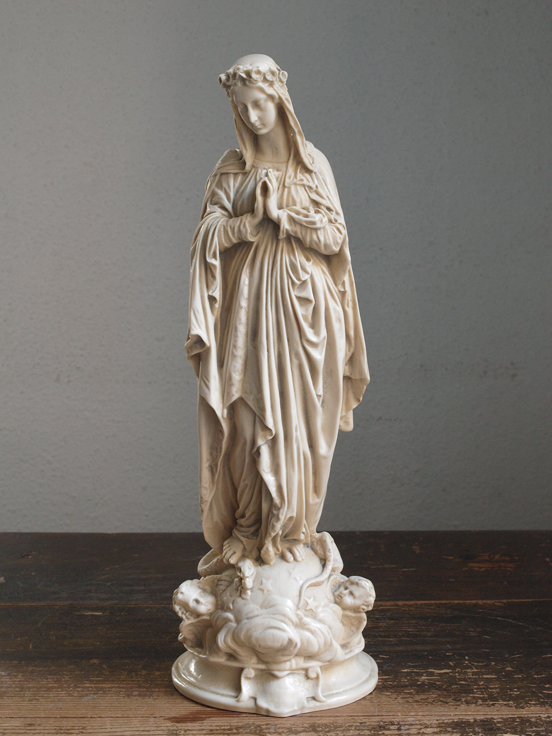 白い聖母像 高38cm 薔薇冠の聖母マリア / F808_e0324838_01414923.jpg