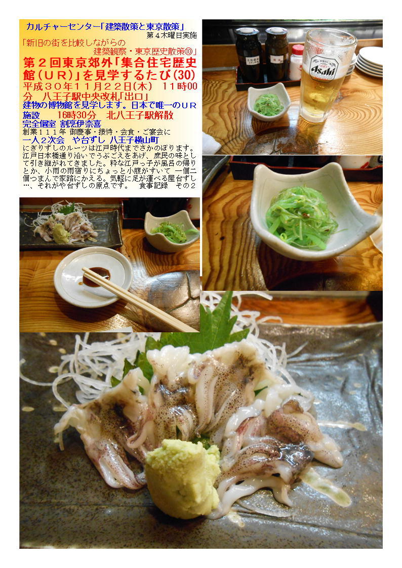 や台ずし 八王子横山町 第2回東京郊外「集合住宅歴史館(UR)」を見学するたび(30) 「新旧の街を比較しながらの建築観察・東京歴史散策⑩」 カルチャーセンター「建築散策と東京散策」 割烹伊奈喜_f0388041_08441872.jpg