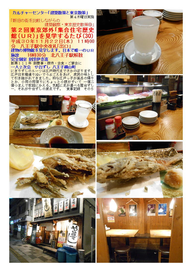 や台ずし 八王子横山町 第2回東京郊外「集合住宅歴史館(UR)」を見学するたび(30) 「新旧の街を比較しながらの建築観察・東京歴史散策⑩」 カルチャーセンター「建築散策と東京散策」 割烹伊奈喜_f0388041_08443448.jpg