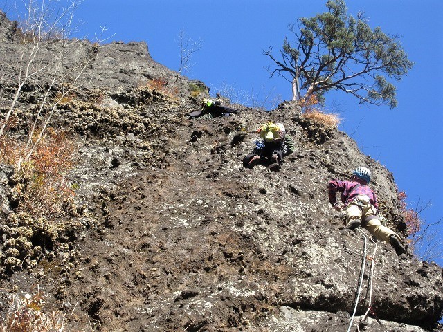 安中市　妙義山の古典ルートを登る　木戸壁右カンテ・木戸前ルンゼ　　　　　Rock Climbing at Kido in Mount Myōgi_f0308721_20134305.jpg