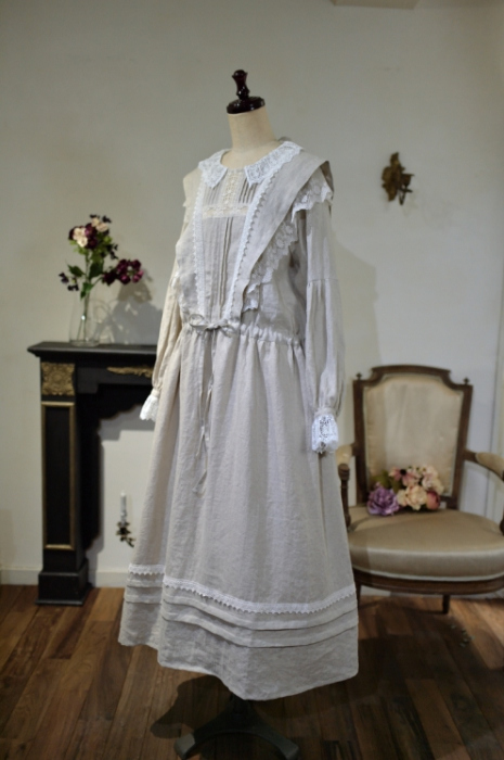 【美品　クリーニング済】セラフィム・ヴィクトリアンワンピース　濃紺　レース グレースコンチネンタル☆黒シルクワンピース セール】 シルク