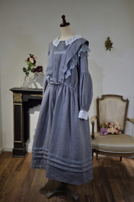 【美品　クリーニング済】セラフィム・ヴィクトリアンワンピース　濃紺　レース クリスセリーン CHRISCELIN ビーズワンピース （サックス
