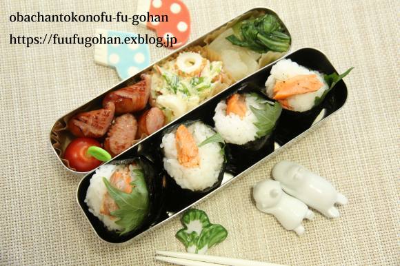 超~~寝坊した日の鮭弁当(^_^)ゞ_c0326245_12421184.jpg