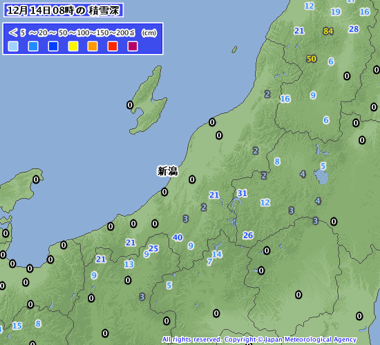 2018年12月14日8時現在　アメダスで見る積雪深　昨晩から20cmほど積もりました！_e0037849_08153607.png