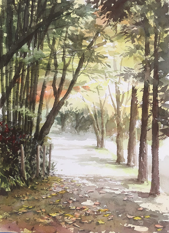 水彩画「鎌倉山」 すっぱく