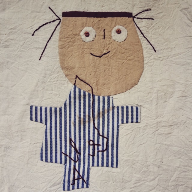子供の絵を布絵にしたもの 糸巻きパレットガーデン 子供の絵を布絵にしたもの 糸巻きパレットガーデン