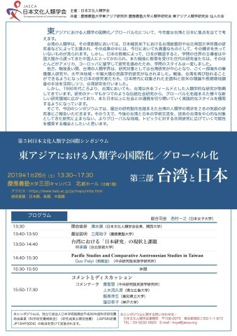 第5回日本文化人類学会国際シンポジウム「東アジアにおける人類学の国際化／グローバル化：第三部 台湾と日本」_d0199670_06251401.jpg