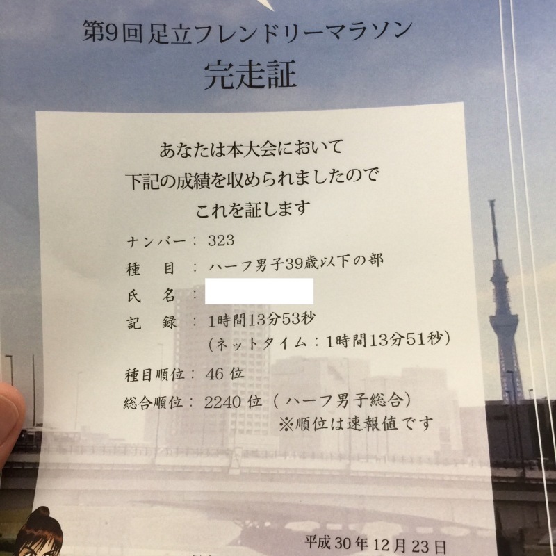 【速報】足立フレンドリーマラソン【ハーフ】_f0310282_15363232.jpeg
