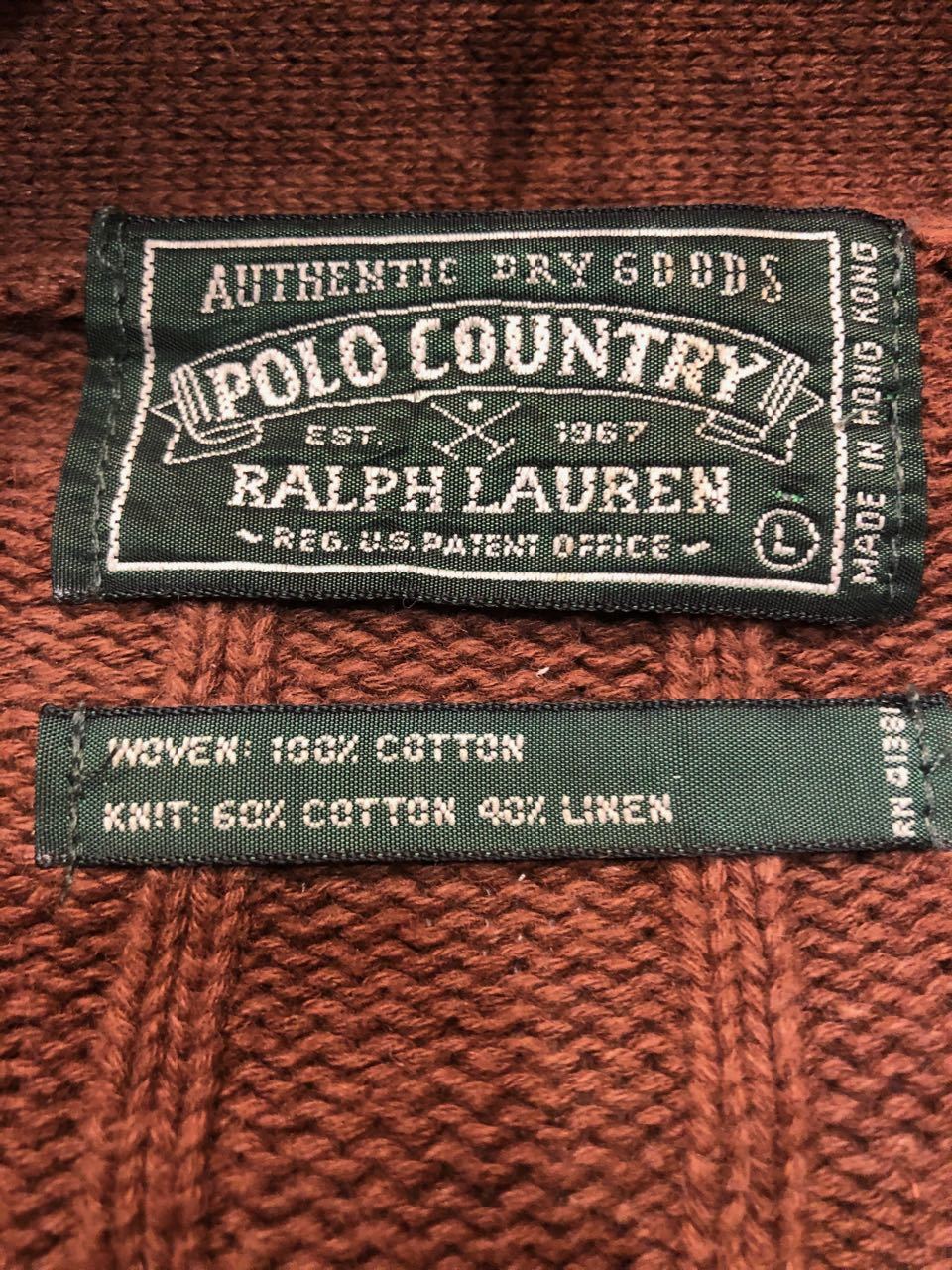ポロカントリー　コットンニットカーディガン 90's Ralph Lauren COUNTRY SHAWL COLLAR KNIT CARDIGAN ラルフ