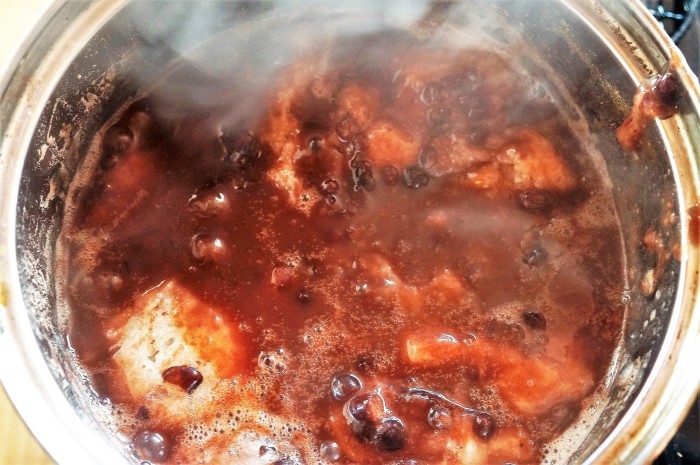 ■続・正月料理で3日の朝ご飯で①【いち早く七草梅粥/お汁粉/お節リメイク汁椀】_b0033423_19500618.jpg