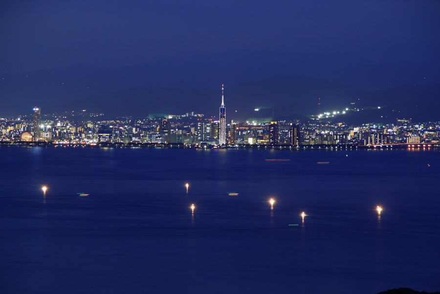 志賀島東海岸から見る百道浜の夜景 九州ロマンチック街道