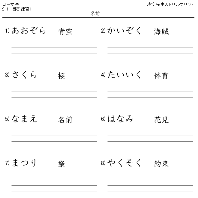 アルファベットとローマ字の練習プリント 時空先生のドリルプリント