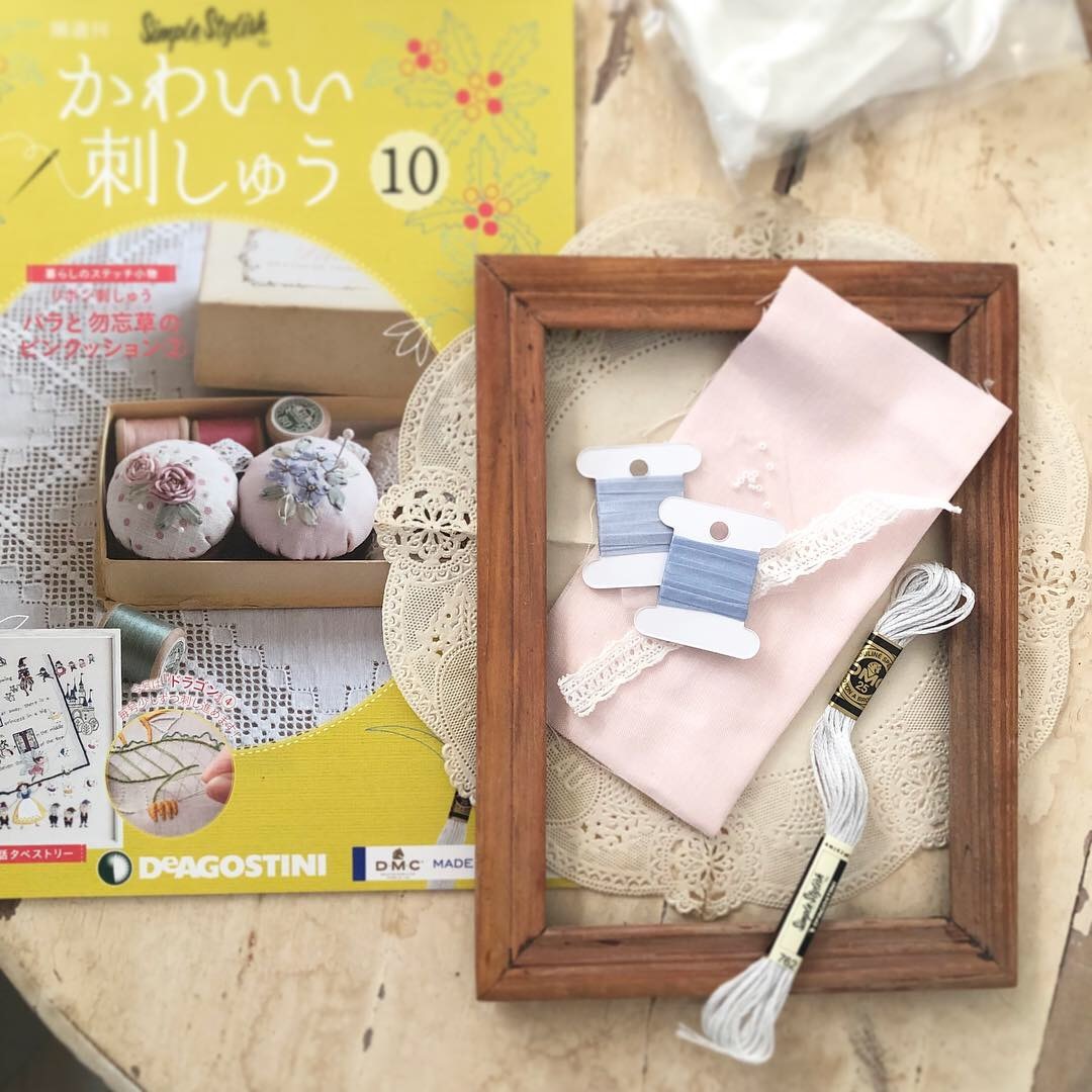 デアゴスティーニ「かわいい刺しゅう」9、10号 のリボン刺しゅうのピンクッションぜひ作ってくださいね♡_a0157409_18331947.jpeg