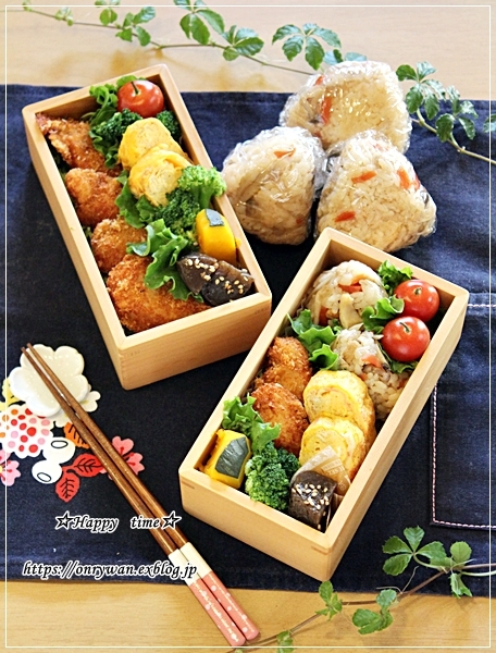 炊き込みおむすびチキンカツ弁当とパン焼きと♪_f0348032_17404843.jpg