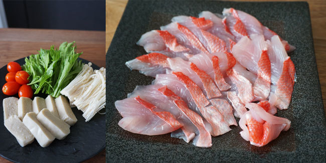 生麩と金目鯛でしゃぶしゃぶ そらたび 生麩と金目鯛でしゃぶしゃぶ そらたび