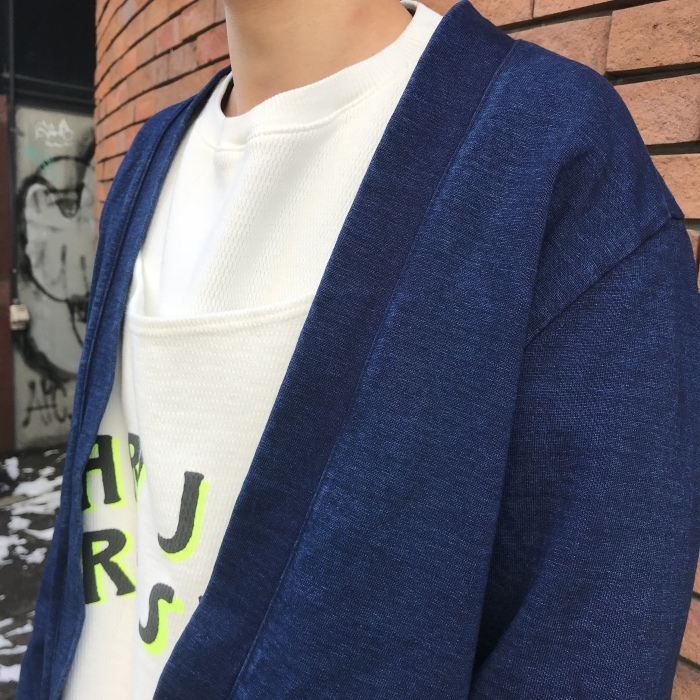 フルオーダー IDG度詰め天竺 サンダー刺し子刺繍カーディガン サイズ2