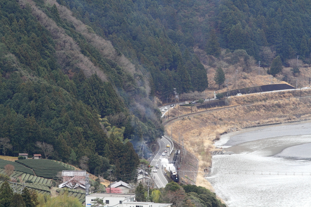 塩郷の吊橋をくぐる白煙 - 2018年・大井川 -_b0190710_23360580.jpg