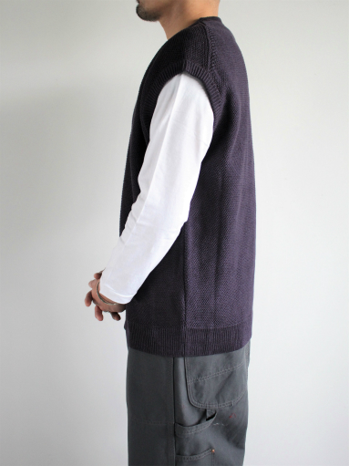 unfil　french linen honeycomb-knit vest / dark purple_b0139281_12424773.jpg