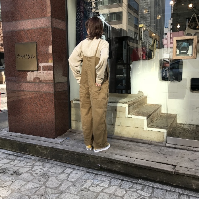 KAPITAL 綿麻ツイルカンフーオーバーオール カーキ リネン XS 0 KAPITAL - 綿麻ツイル カンフーオーバーオール - BLUE NEON