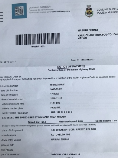 italia のスピード違反切符_a0129711_17572970.jpg