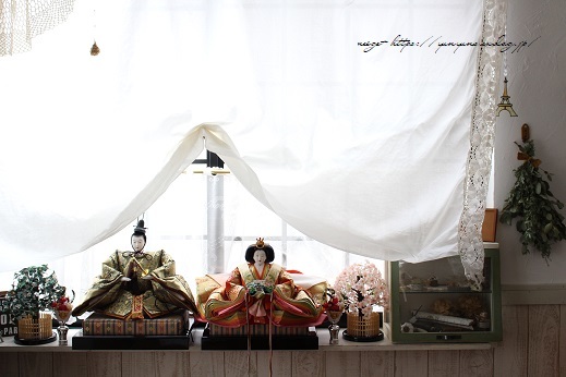 ひな祭り。京都に合う古風な『台湾花布』でウッドハンドルのギャザーグラニー♪_f0023333_23535790.jpg