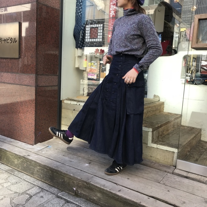 ファッション【希少】 KAPITAL　8ozデニム　アビエイターラップスカート　S