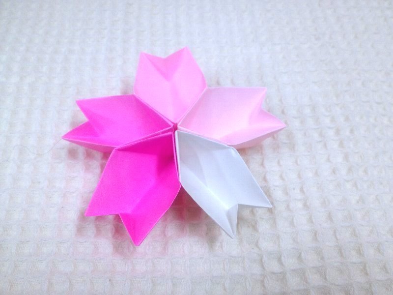 桜の花の形の器 折り紙 ガジャのねーさんの 空をみあげて Hazle Cucu
