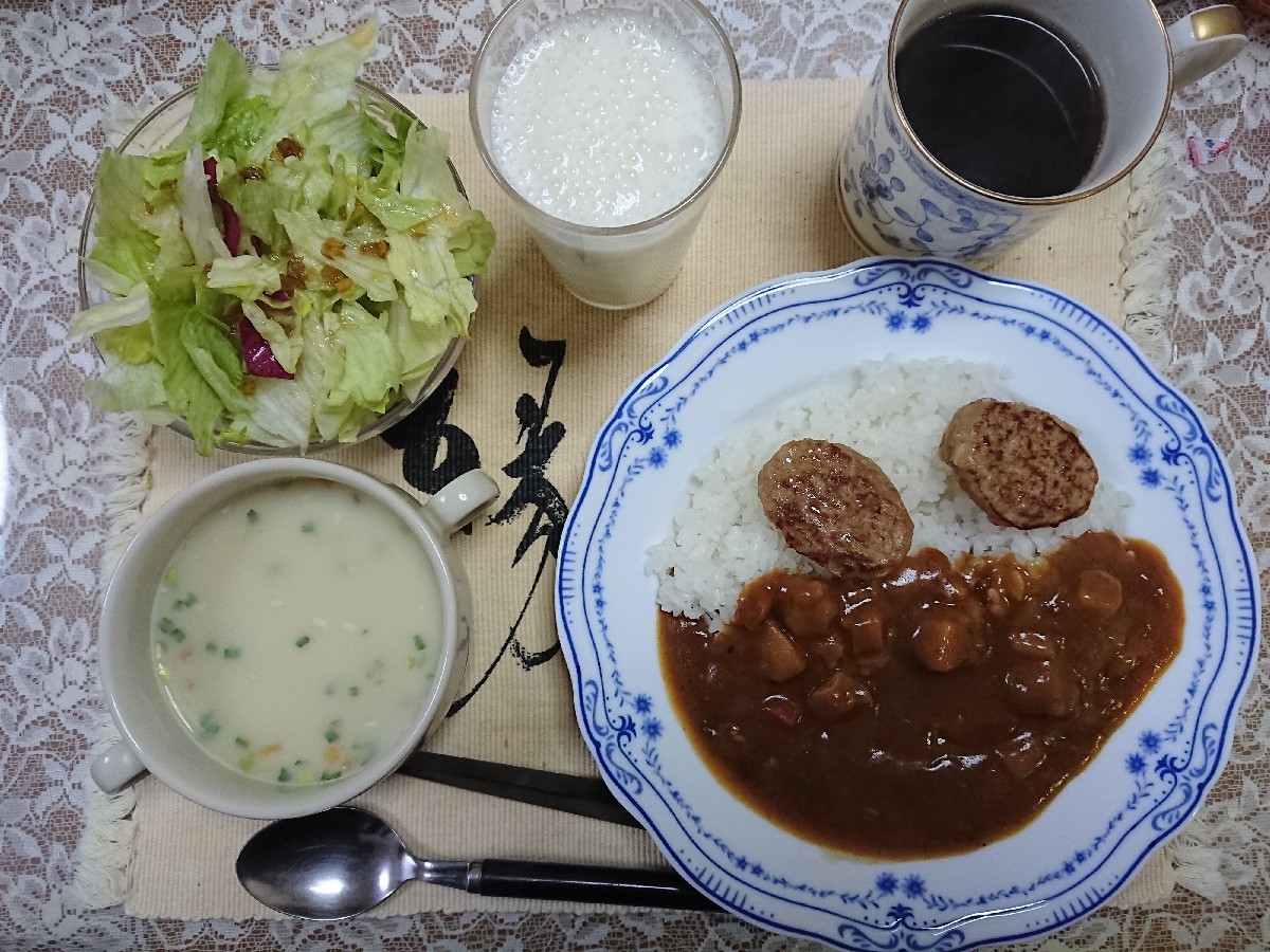 3/14 ミニハンバーグカレー & クリーミージンジャーポタージュスープ @自宅_b0042308_06523175.jpg