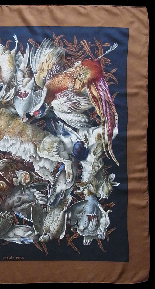 良品 激レア エルメス HERMES スカーフ カレ ジビエ 狩猟の鳥獣