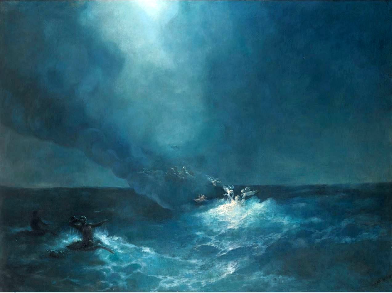 人気が高い 油絵 イワン アイヴァゾフスキーの名作_嵐の航海 MA133