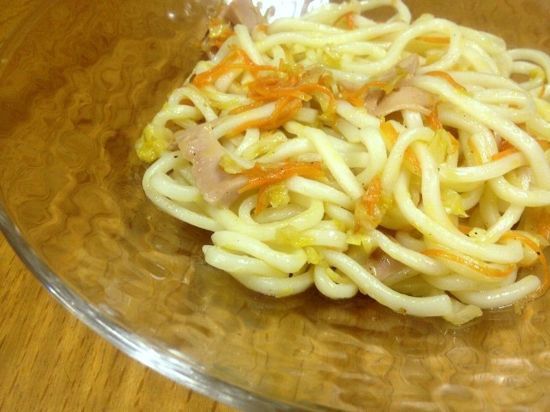 ☆細めのおうどんでソテー＆焼うどん☆_c0092953_06432510.jpg