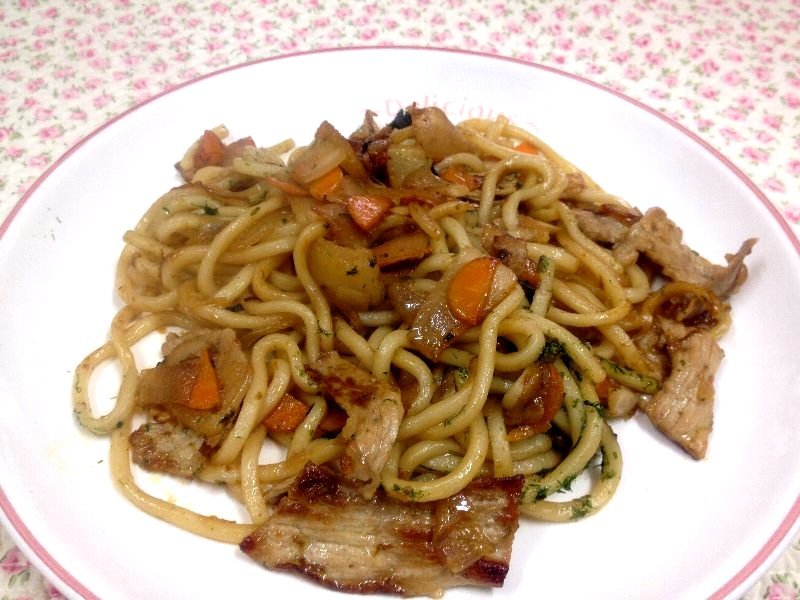 ☆細めのおうどんでソテー＆焼うどん☆_c0092953_06443371.jpg
