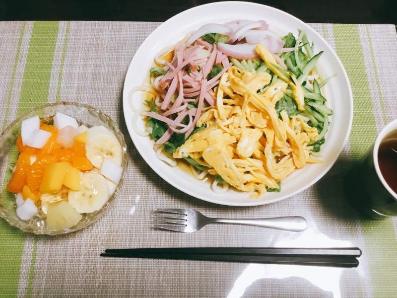 &#127803;ひまわり荘 昼食&#127803; 冷やしうどん、フルーツポンチ_c0357519_12005017.jpeg