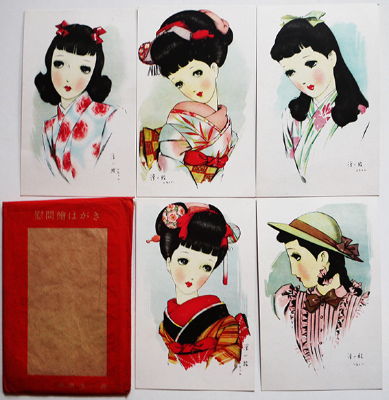 中原淳一木版画絵ハガキ 5枚 / 福地書店 / 古本、中古本、古書籍
