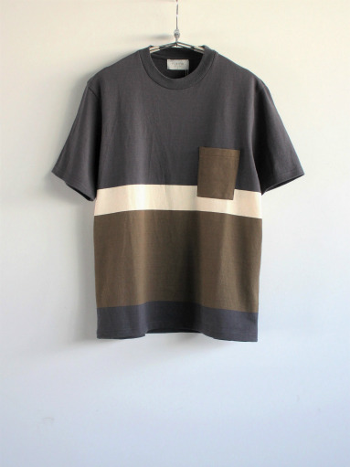 FLISTFIA　Short Sleeve T-Shirt / Old Black × Off White × Khaki_b0139281_14223237.jpg
