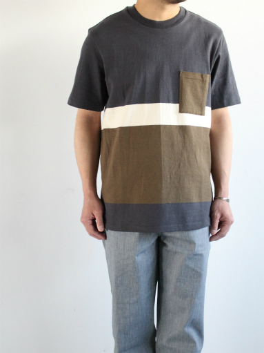 FLISTFIA　Short Sleeve T-Shirt / Old Black × Off White × Khaki_b0139281_14224812.jpg