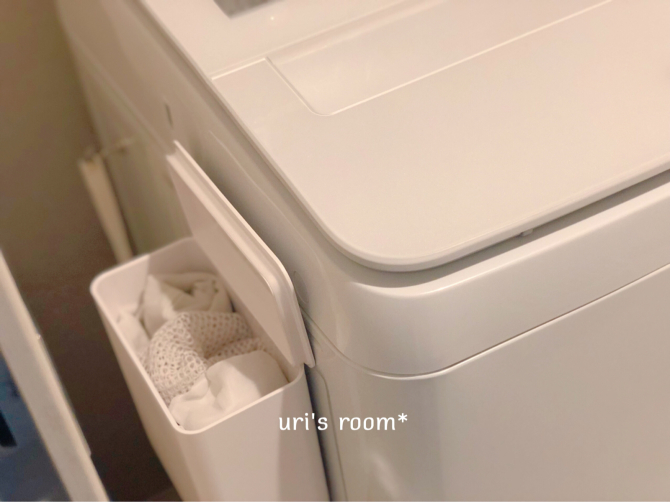 狭い洗面所。洗濯機サイドを有効活用ヽ(´▽｀)/ それから回転寿司屋で中学生男子が選ぶデザート。_a0341288_10240506.jpg