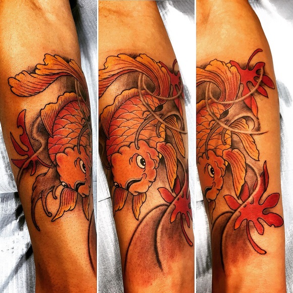 金魚 らんちゅう 和彫り 紅葉 タトゥー 2face Tattoo Studio Japan 千葉県木更津市 刺青処 聖針
