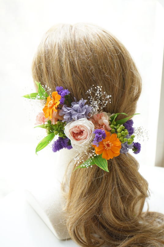 クラッチブーケ オレンジ&ピーチ系のお花で!_a0136507_23084783.jpg