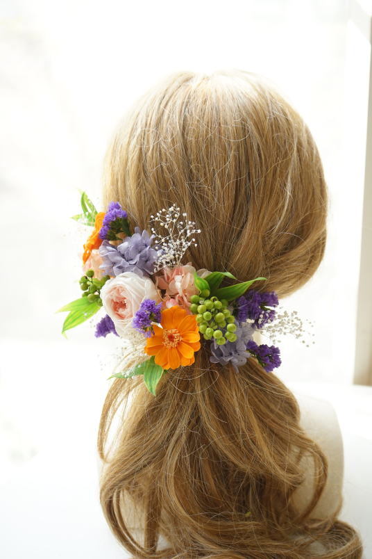 クラッチブーケ オレンジ&ピーチ系のお花で!_a0136507_23091790.jpg