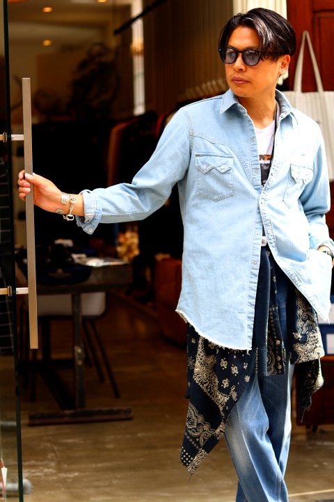 The Letters : Western Harry Denim Shirt -Used Washed - : BIRTH DAY