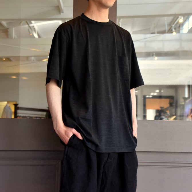 COMOLI ウール天竺 半袖クルー Tシャツ NAVY 22ss サイズ4-