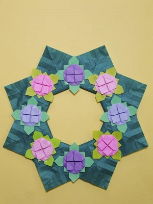 あじさい 折り紙 リース 折り紙であじさいの簡単な作り方は 立体の紫陽花の折り方もご紹介