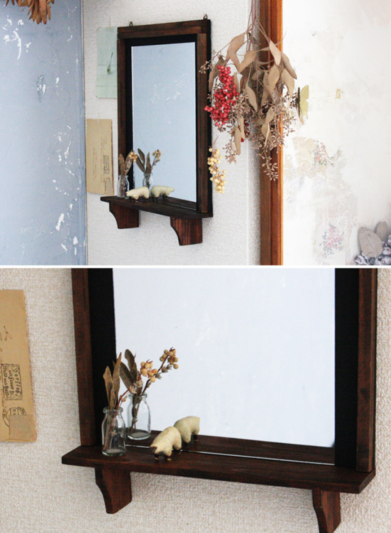セリアDIY☆「飾り棚付きウォールミラー」を簡単DIY_d0351435_06550515.jpg